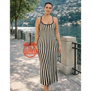 MANGO Rare Striped Knit Midi Dress NWT